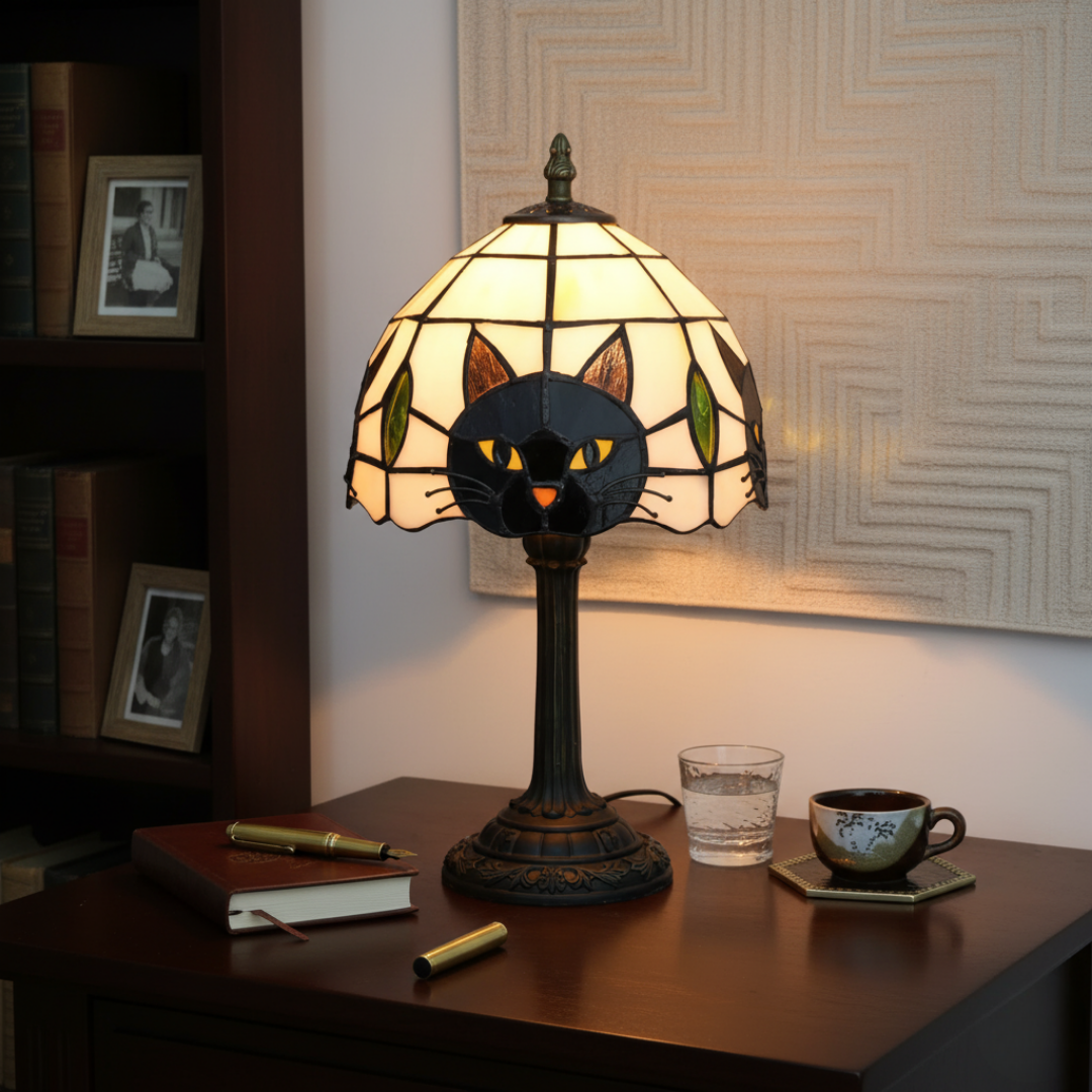 Gatto Nero Retrò Barocco – Lampada da Tavolo