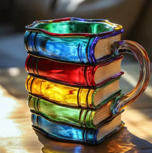Tazza Artigianale Colorata a Tema Libri