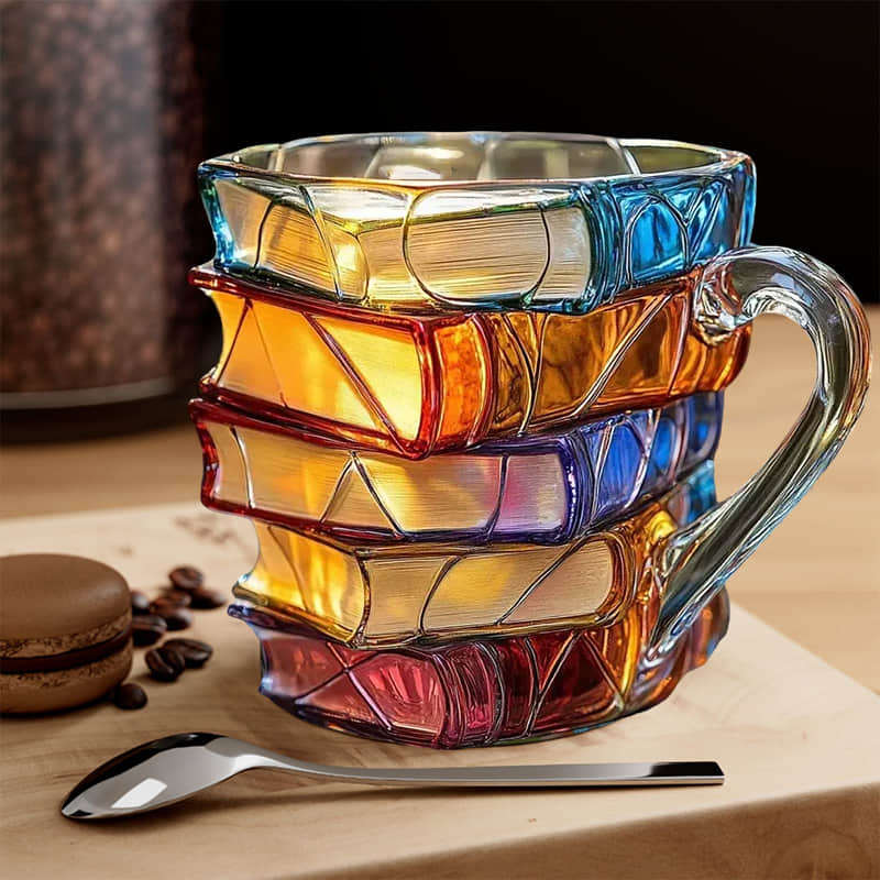 Tazza Lucky 3D Artigianale Originale per Amanti dei Libri