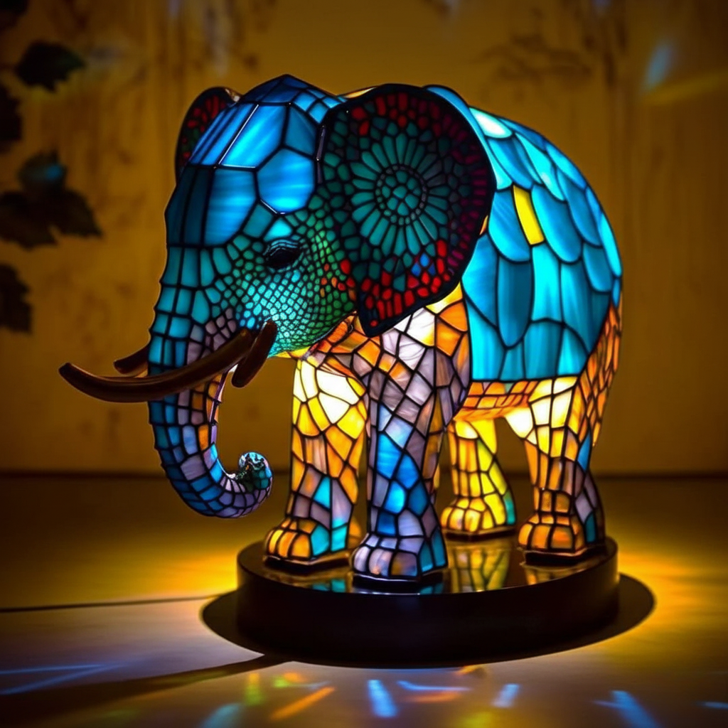 Elefante Incantevole Noa – Lampada Artigianale in Vetro Colorato